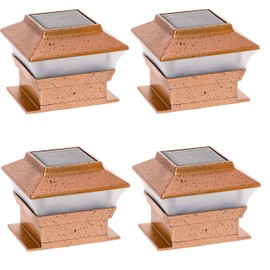 RELIGHTABLE Solar Square Outdoor Post Cap Deck Lights for 4x4 (Copper) (4-Pack)
