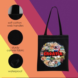Croatia Tote Bag Croatia Gift Croatia Souvenir Gift Croatia Travel Gift For Tourist Moving to Croatia Gift (Croatia Black Tote)