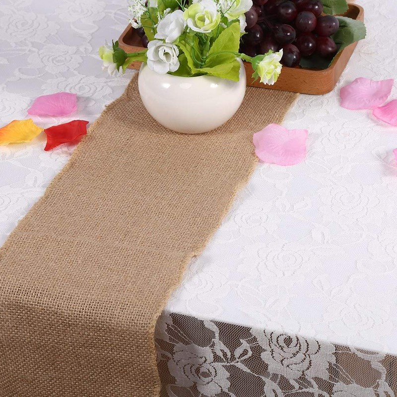 Party Table Runner, Natural Burlap Table Runner, Linen Party Runner