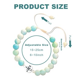 Nhemeylp Anxiety Bracelet for Women, Natural Stone Crystal Bracelet Adjustable Healing Bracelets for Women with Inspirational Card, Birthday Gifts for Women Women Teen Friends Christmas, Geen