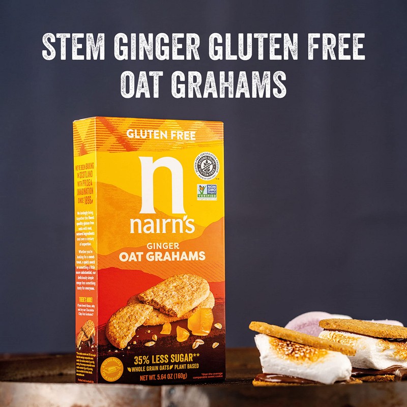 Nairn's Gluten Free Stem Ginger Snack Grahams; Vegan Friendly, Pack