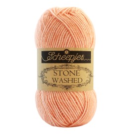 Scheepjes Stone washed (834) Morganite Wool Orange Soft Cotton Blend Yarn for Knitting and Crocheting