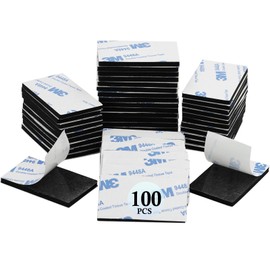 100 Pcs Double Sided Adhesive Pads,Heavy Duty Mounting Tape, 3mm Thickness Pre-Cut Foam Tape,Super-Sticky Black Strong Pads Rectangle Shape Waterproof for Walls Picture, Car, Home, Office