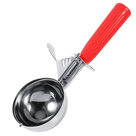 Nikou Ice Cream Scoop - Practical Stainless Steel Ice Cream Scoop with Plastic Handle and Kitchen Tool (Colour: Red-5.2cm)