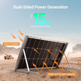 HQST Bifacial 200 Watt 12V Solar Panel, 9BB Monocrystalline Solar Panel High Efficiency Module PV Power for Battery Charging Boat, Caravan and Other Off Grid Applications,2 Pack