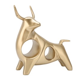 8.5 x 7.9 x 2.8in Gold Feng Shui Bull Sculpture Resin Bull Statue Home Decor Represents Good Luck of Career Wealth Abstract Hollow Lucky Small Animal Statues for Living Room,Bedroom,Office