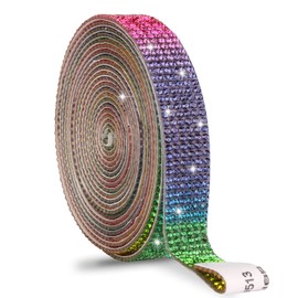 Cinta de cristal autoadhesiva, calcomanías de diamantes de imitación para envolver regalos, manualidades, proyectos de decoración, bodas, suministros de fiesta (arco iris de 1/2 pulgada x 3 yardas)