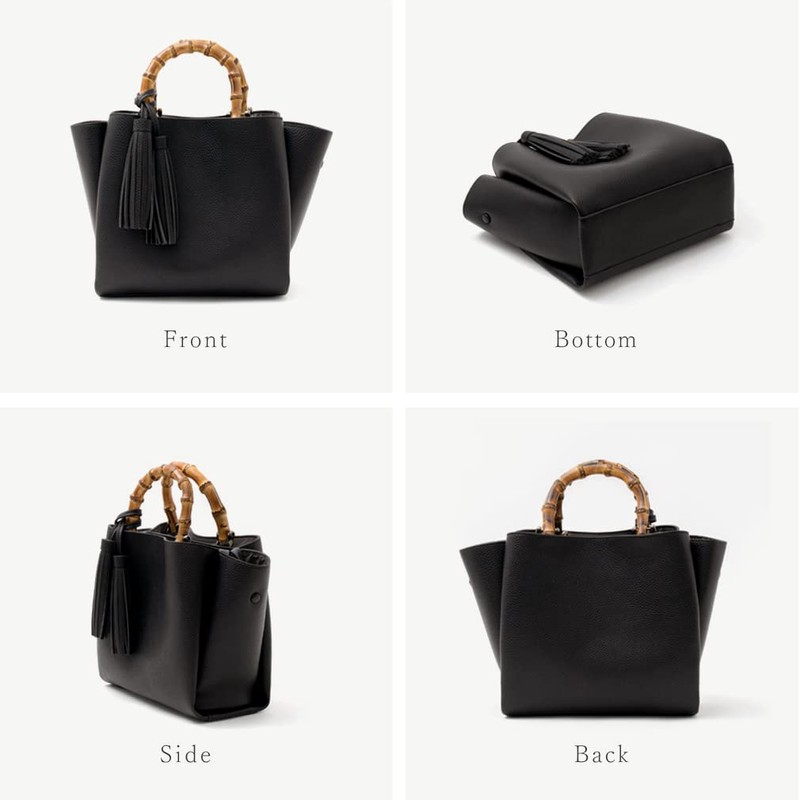 VITAFELICE Inb-90032p Women's 2-Way Mini Bag with Bamboo Handle, Black