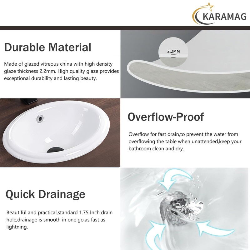 Bathroom Vessel Sink 16'' x 12'' Semi Recessed Bathroom Sink