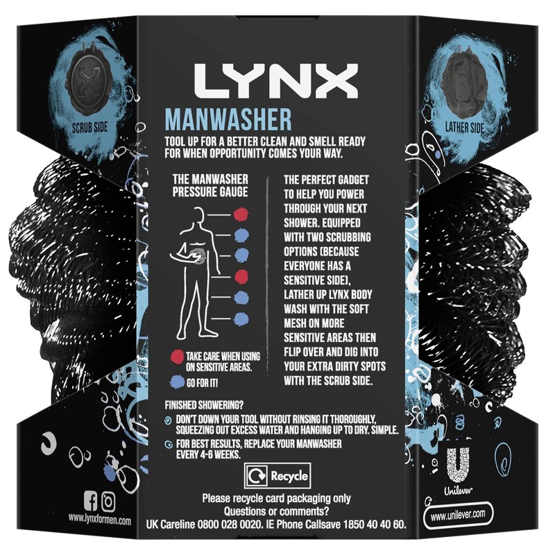 Lynx Manwasher Exfoliates and Gently Cleans Shower Tool for Smoother