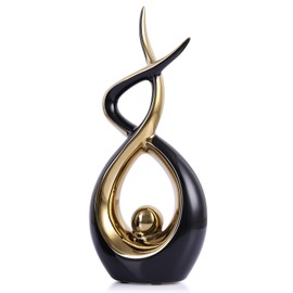 PlivBloom Gold Black Modern Sculpture Table Decorations, Ceramic Knick Knacks Statues for Living Room Decor, Tv Stand and Desk Decor, Suitable for Coffee Tables and Shelf Decorations, Great Gift Idea