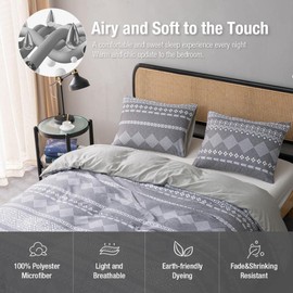 Lekesky Duvet Cover Double Size,Easy Care Comforter Covers,Ultra Soft 100% Washed Microfiber Breathable Bedding Set with Zipper Ties (1 Comforter Cover 200x200cm + 2 Pillow Cases)