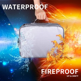 Fireproof Bag,Fireproof File Document Bag with 3 Digits Locking Zipper Closure Safety Organizer Fireproof and Water Resistant Money Pouch Multi-layer Card Case for Home Office Travel Passport