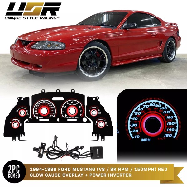 Unique Style Racing (USR) RED Glow Gauge Black Overlay For