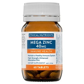 Ethical Nutrients Mega Zinc 40mg Tab X 60