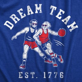 Mens Dream Team 1776 T Shirt Funny George Washington Abe Lincoln Graphic Tee for Guys Funny T Shirts Patriotic Apparel for Men Cool Basketball Short Royal - XXL