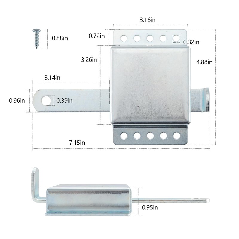 WellMade Inside Deadlock, Heavy Duty Garage Doors Side Lock, Galvanized