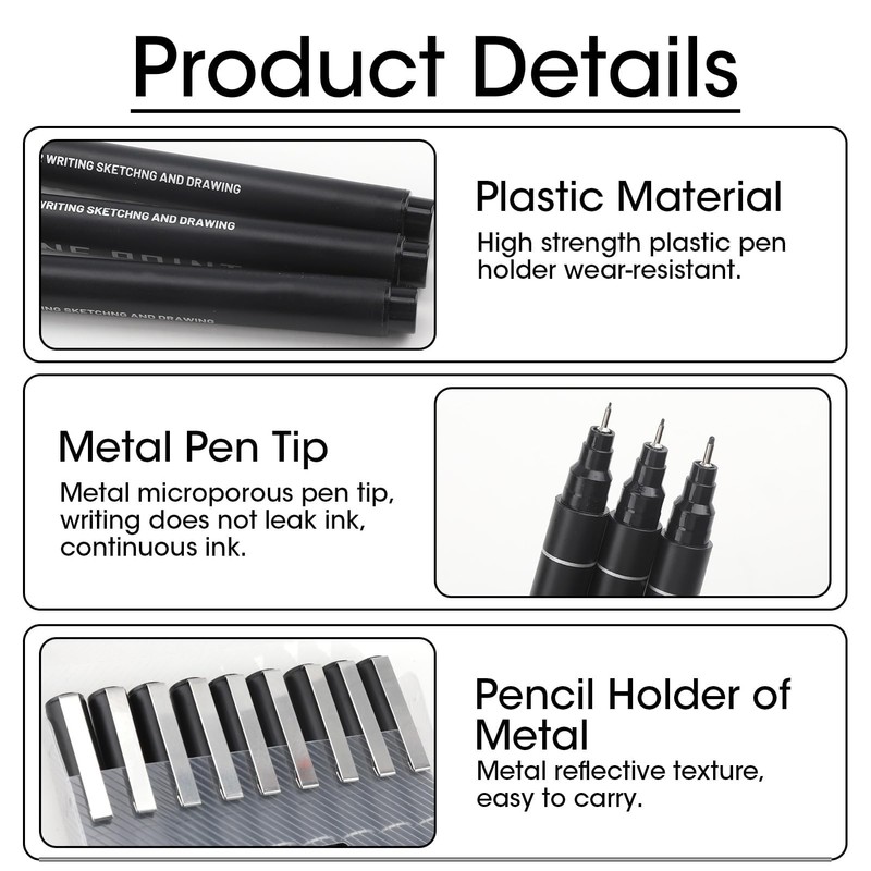 9pcs Calligraphy Pen Set for Beginners Refillable Black Brush Marker