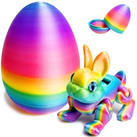 3D Printed Easter Eggs with Bunny Inside,4.8in Bunny Egg,Easter Basket Stuffers,Articulated,Flexible,Easter Gifts Home Executive Desk Decor,Easter Surprise Rabbit Eggs