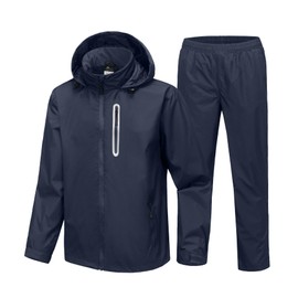 SWISSWELL Men's Waterproof Golf Rain Suit Rain Gear Jacket and Pant Outdoor Lightweight Hooded Raincoat Navy XXL