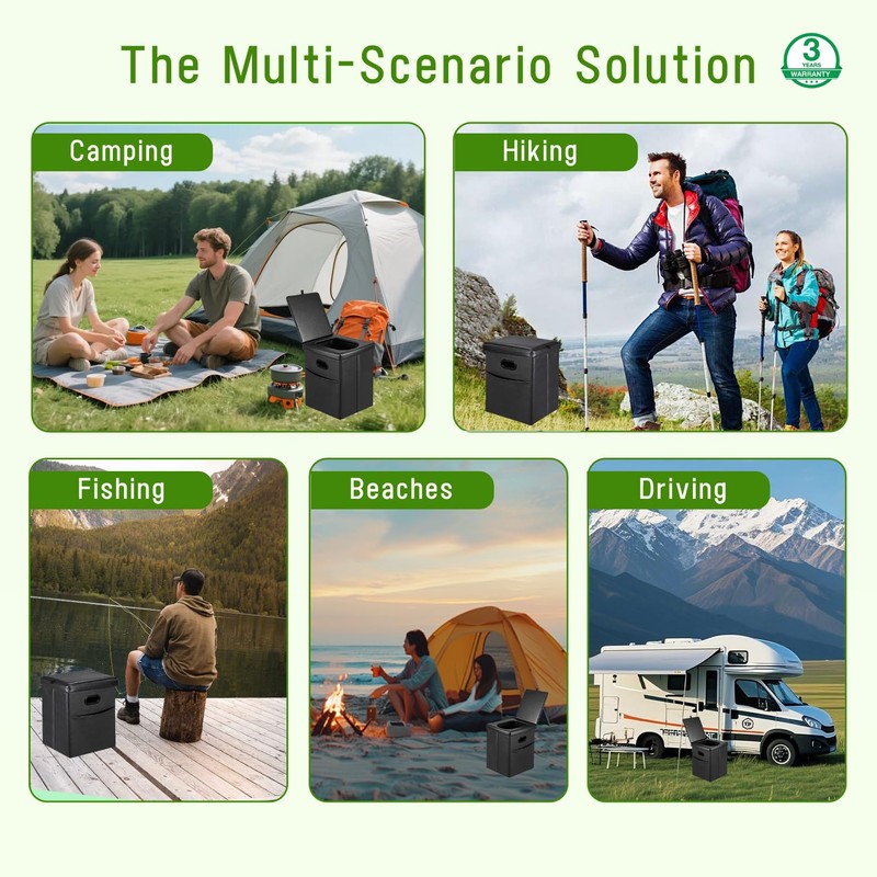 Panmout 16.5" XL Portable Toilet for Camping, Foldable Travel Toilet
