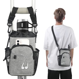 Crutch Bag Pouch with Detachable Shoulder Strap, Water-Resistant Dual-Purpose Zipper Pouch for Crutches, Lightweight Crutches Pouch Storage Tote for Adults Men, Women and Kids