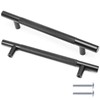 Cjueiom 6 Pack Matt Black Cupboard Handles 128mm Hole Center