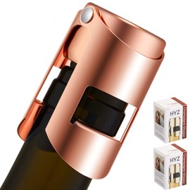 Champagne Stopper Stainless Steel Pack of 2, HYZ Rose Gold Bottle Sealer for Champagne, Cava, Prosecco and Sparkling Wine, Air-tight and Leak-proof Sparkling Wine Stopper Saver