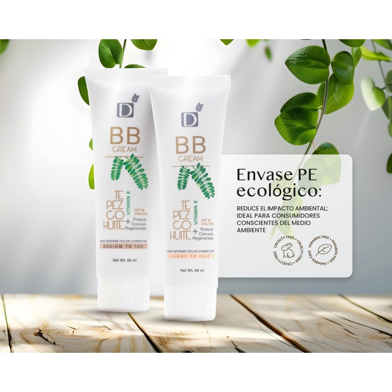 BB Cream Unisex con FPS 50 | Con Tepezcohuite, Vitamina