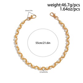 twinkle eye Jean Chains for Women Men Pearl Wrap Pants Chain - Goth Style Punk 80's 90's Hip Hop Belt Chain for Pants Trouser Keychains-Gold