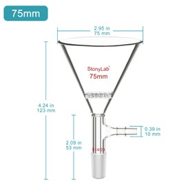 stonylab Borosilicate Glass Triangular Filtration Funnel, Vacuum Filtration, Efficient Filtering, 14/20 Joint, 75mm Diameter, Ideal for Laboratory Filtration Processes