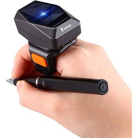 Eyoyo Wearable Finger Ring Barcode Scanner, 3-in-1 Mini USB Wired & 2.4G Wireless & Bluetooth Scanner, Image 1D QR Bar Code Reader PDF417 Data Matrix Screen Scan Kompatibel mit Smartphone PC