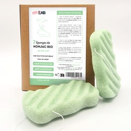 effiLAB 2 organic konjac sponges for the body in combination with green tea, 2 pieces body sponges, natural vegetable sponge