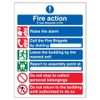 V Safety General Fire Action 6 Message Sign - Portrait