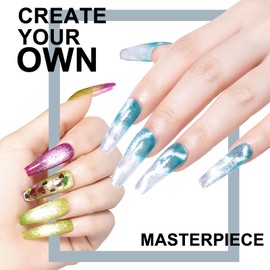 NXJ INFILILA Silver Cat Eye Gel Nail Polish, 0.5 oz Magnetic Gel Nail Polish, Silver Glitter Holographic, Soak Off Salon Gel for Home Use (G04)