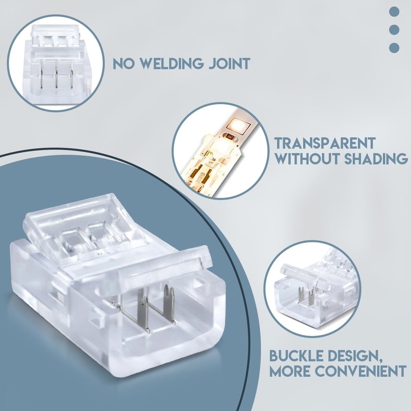 Innfeeltech 20 Pcs Strip Connector for 8MM 3 Pin LED