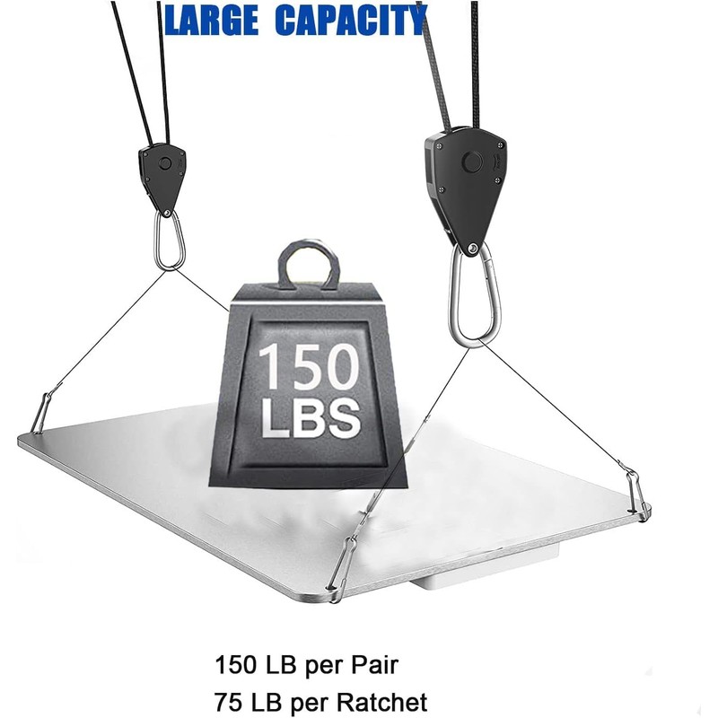 Grow Light Rope Hanger 2Pairs， Adjustable Rope Ratchet Hangers 150