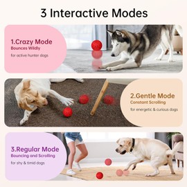 hipibbo Interactive Dog Toys Dog Ball, Automatic Moving, Bouncing, and Rotating, IP54 Waterproof Rating, Active Rolling Ball for Medium and Large Dogs [2025 Newly Upgraded] USB Rechargeable (Red)