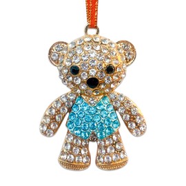 HEYINSHEN Bear Christmas Ornaments Crystal Bear Ornament for Christmas Tree Decor Rhinestones Blue Bear Christmas Ornaments for Boys Kids Teen Boys Son Gifts Holiday Decorations Party Supplies
