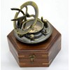 Nautical Antique Gilbert Brass Decorative Sundial Compass with Rose Wood