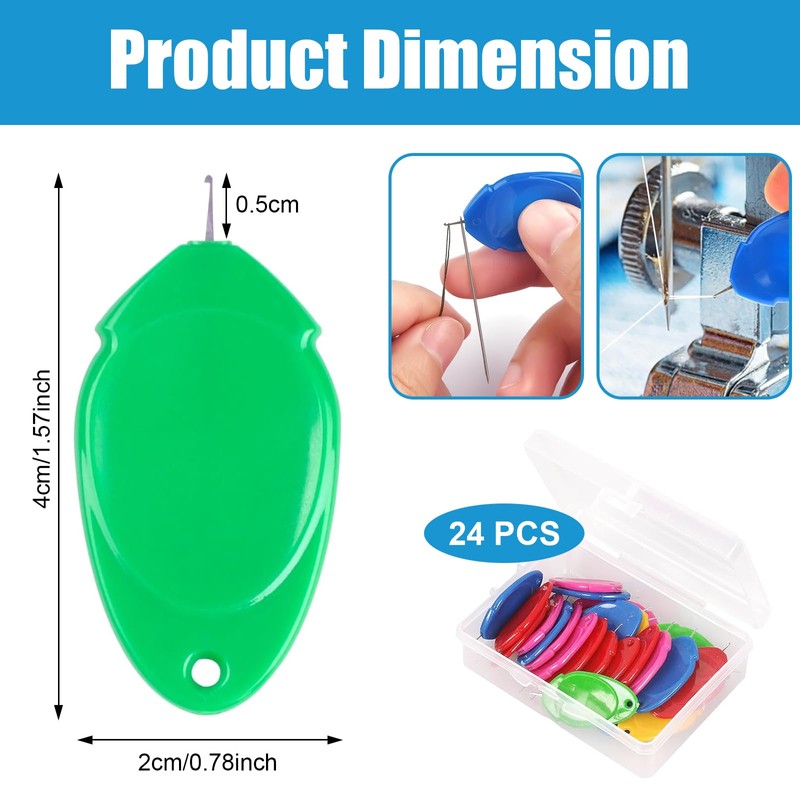 Sewing Needle Threader, 24 Pcs Plastic Wire Hook Sewing Needle