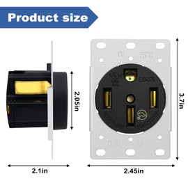 NEMA 14-50R 50 Amp Heavy-Duty EV Charging Receptacle Outlet 125/250V, Built for Sustained High-Power EVs, RVs & Industrial Appliances 3-Pole 4-Wire Secure Grounding, UL Listed