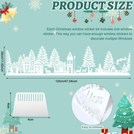 Cholemy 47.24 x 11.42 inches Christmas Window Clings, Farmhouse Window Clings for Christmas Decorations Window Decor Ornaments Xmas Party Supplies Thanksgiving Party Decor