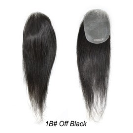 Thin Skin V-Looped Bald Spot Hair Patch Natural Hair Patch For Bald Spot 100% Remy Human Hair Transparent Bald Spot Hair Patch Men Hair Patches For Bald Spots For Women (14"-6X8CM, #1B OFF BLACK)