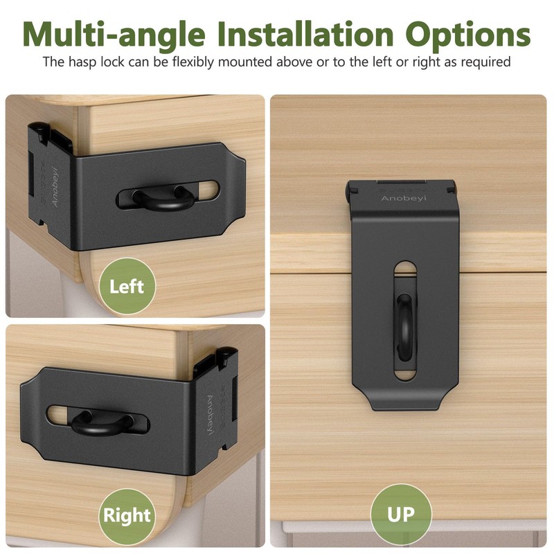 Anobeyi Door Hasp Latch, 90 Degree Padlock Hasp Lock, 304