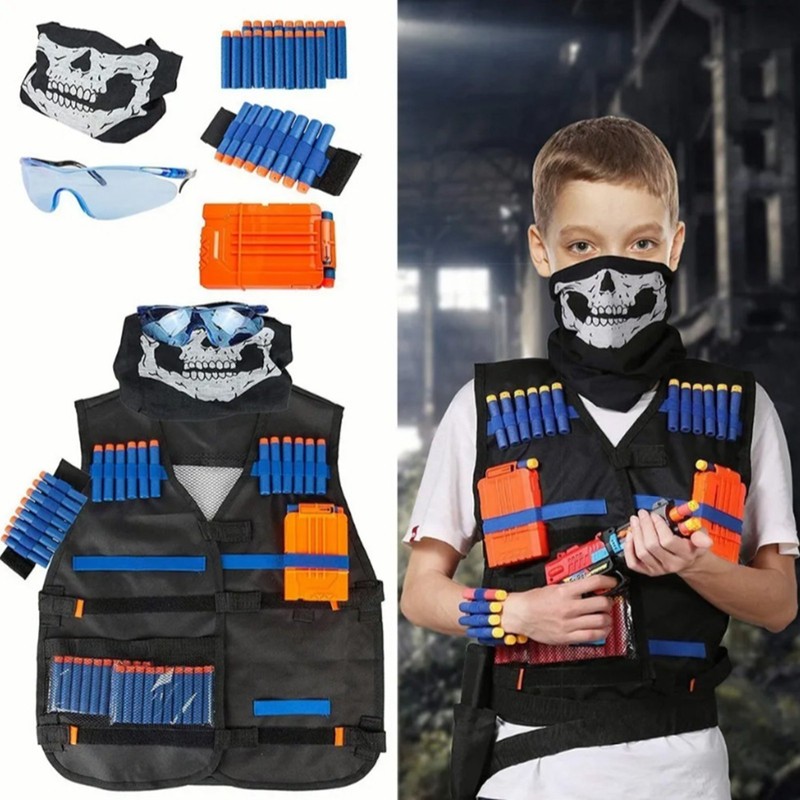 Kids Military Vest Kit Shooting Refill Darts and 6 Dart