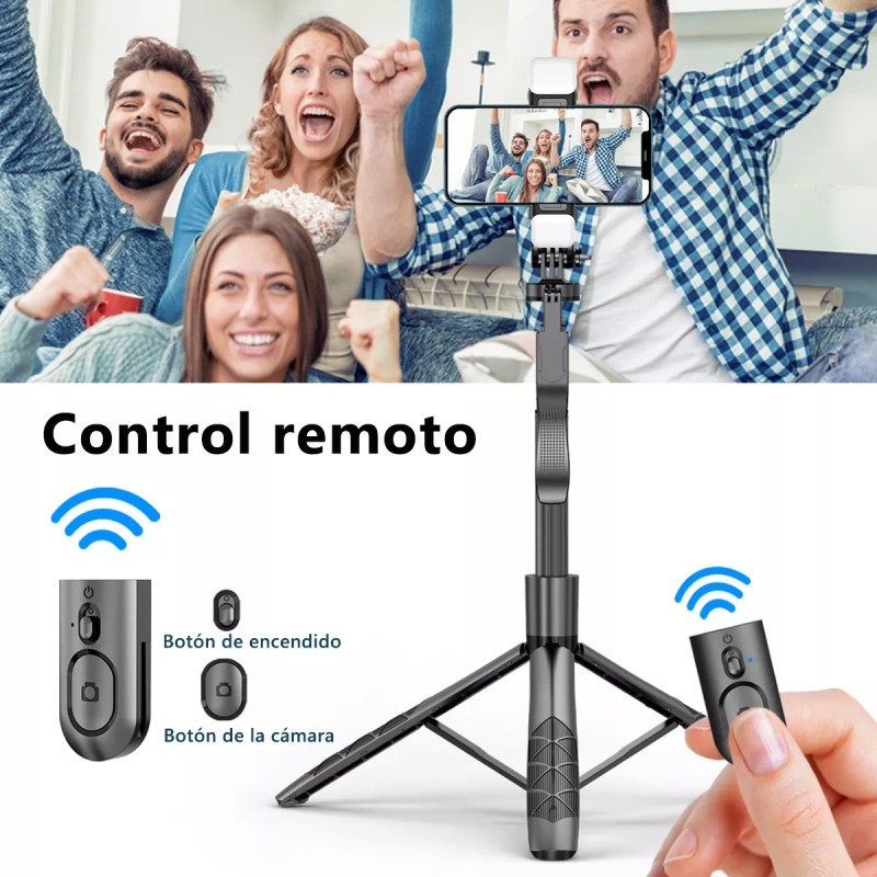 Axnen Selfie Stick Trípode Para Celular Control Remoto Luz 1.53m