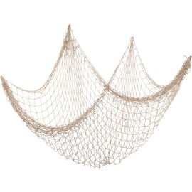 Kiuiom Decorative Fishing Net Decoration, Mediterranean Style, Maritime Decoration, Fishing Net for Hanging Background, Living Room, Wall Decoration, Wall Hangings, Approx. 100 x 200 cm