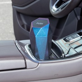 A ABSOPRO Car Trash Can Portable 3.5" Width 7.9" Height Trash Bin Plastic Gradient Blue 1 Pcs