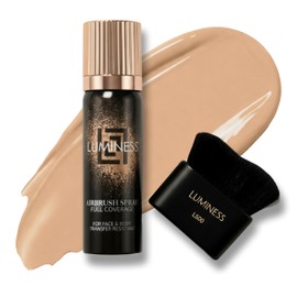 LUMINESS Transfer Resistant Airbrush Body Coverage Perfector/w Kabuki Brush - Tattoo Cover Up Makeup Waterproof Full Coverage Foundation for Leg and Body, Bronzer & Tattoo Concealer, 18-Hour Wear